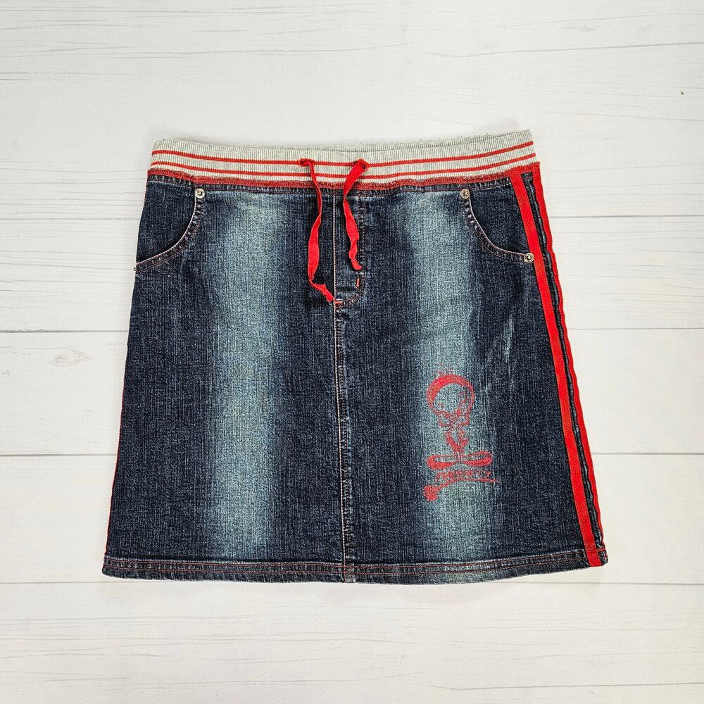 Euro Y2k Tweety Bird Denim Skirt Vintage Looney Tunes - Medium